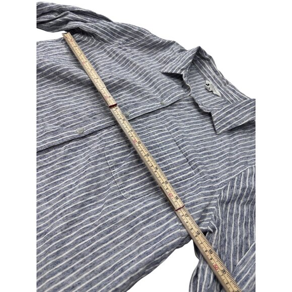 Lucky Brand Blue/White Striped Button-Down Shirt Womens M Cotton Blend Casual - Picture 10 of 11
